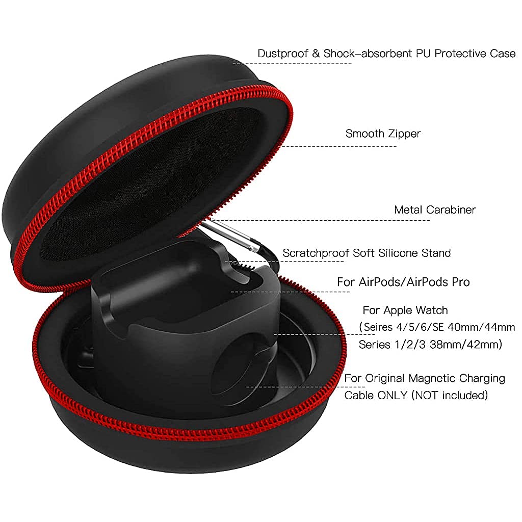 Verilux Storage Box Compatible with Apple Watch 44mm/42mm/40mm/38mm Series 6/5/4/3/2/1/SE, Portable Protective Travel Storage Bag,can Put Charger and Airpods 2 & 1 Charging Case Station Dock Verilux Storage Box Compatible with Apple Watch 44mm/42mm/40mm/38mm Series 6/5/4/3/2/1/SE, Portable Protective Travel Storage Bag,can Put Charger and Airpods 2 & 1 Charging Case Station Dock